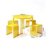 SOLARA Modern Outdoor Round Dining Set 1 Table 4 Chairs Metal Frame for Patio Balcony Courtyard Cafe