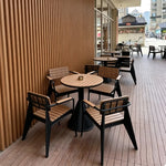 SOLARA Outdoor Round Dining Set Plastic Wood Table with Armchairs for Patio Courtyard Balcony Restaurant