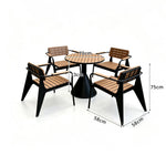 SOLARA Outdoor Round Dining Set Plastic Wood Table with Armchairs for Patio Courtyard Balcony Restaurant