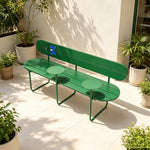 SOLARA Nordic Outdoor Bench 180cm Iron Frame with Backrest for Patio Balcony Courtyard Porch Garden - Green
