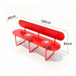 SOLARA Nordic Outdoor Bench 180cm Iron Frame with Backrest for Patio Balcony Courtyard Porch Garden - Red