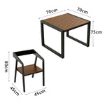 SOLARA Industrial Outdoor Dining Set Plastic Wood Table Stackable Chairs for Patio Courtyard Cafe Restaurant