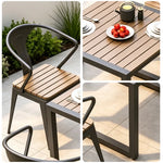 SOLARA Outdoor Bistro Set Weather Resistant Plastic Wood Table Metal Frame for Balcony Patio Cafe Garden