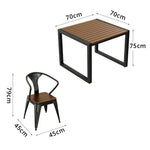 SOLARA Outdoor Bistro Set Weather Resistant Plastic Wood Table Metal Frame for Balcony Patio Cafe Garden