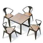 SOLARA Outdoor Bistro Set Weather Resistant Plastic Wood Table Metal Frame for Balcony Patio Cafe Garden