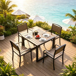 SOLARA Plastic Wood Outdoor Dining Set Reinforced Metal Frame Stackable Chairs for Courtyard Patio Commercial Areas