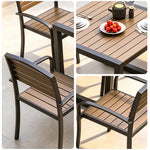 SOLARA Plastic Wood Outdoor Dining Set Reinforced Metal Frame Stackable Chairs for Courtyard Patio Commercial Areas