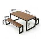SOLARA Industrial Outdoor Dining Set Plastic Wood Table Metal Bench Seating for Patio Courtyard Cafe Restaurant