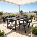 SOLARA Weather Resistant Outdoor Table and Chair Set Metal Frame for Patio and Commercial Use