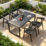 SOLARA Weather Resistant Outdoor Table and Chair Set Metal Frame for Patio and Commercial Use