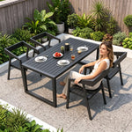 SOLARA Weather Resistant Outdoor Table and Chair Set Metal Frame for Patio and Commercial Use