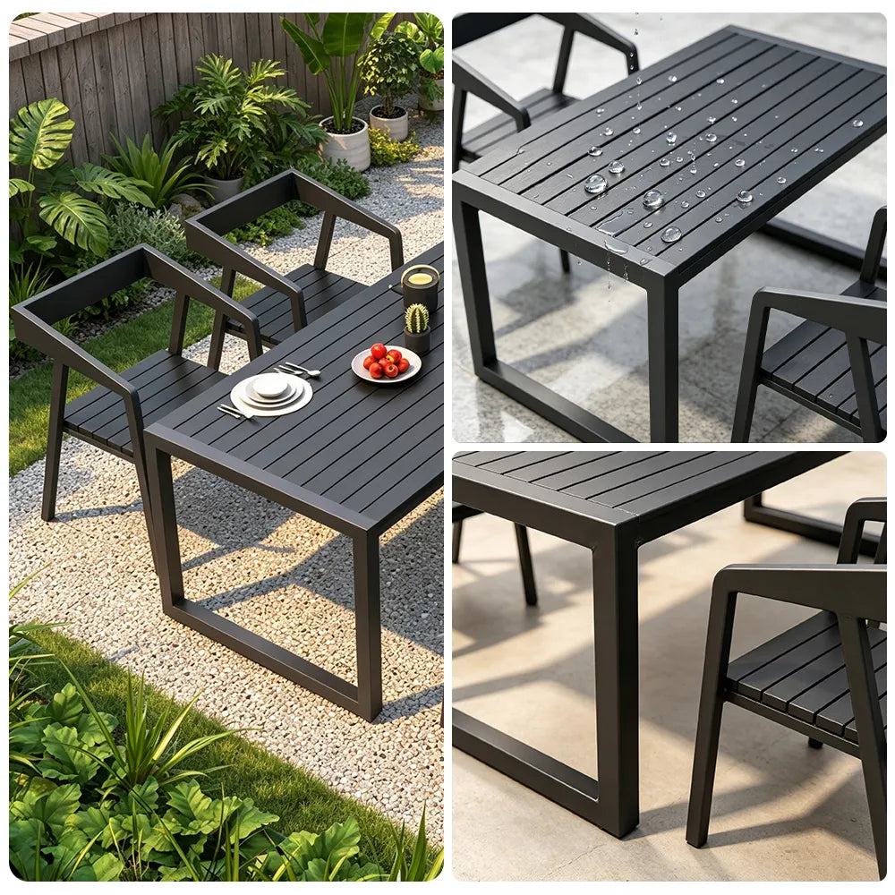 SOLARA Weather Resistant Outdoor Table and Chair Set Metal Frame for Patio and Commercial Use