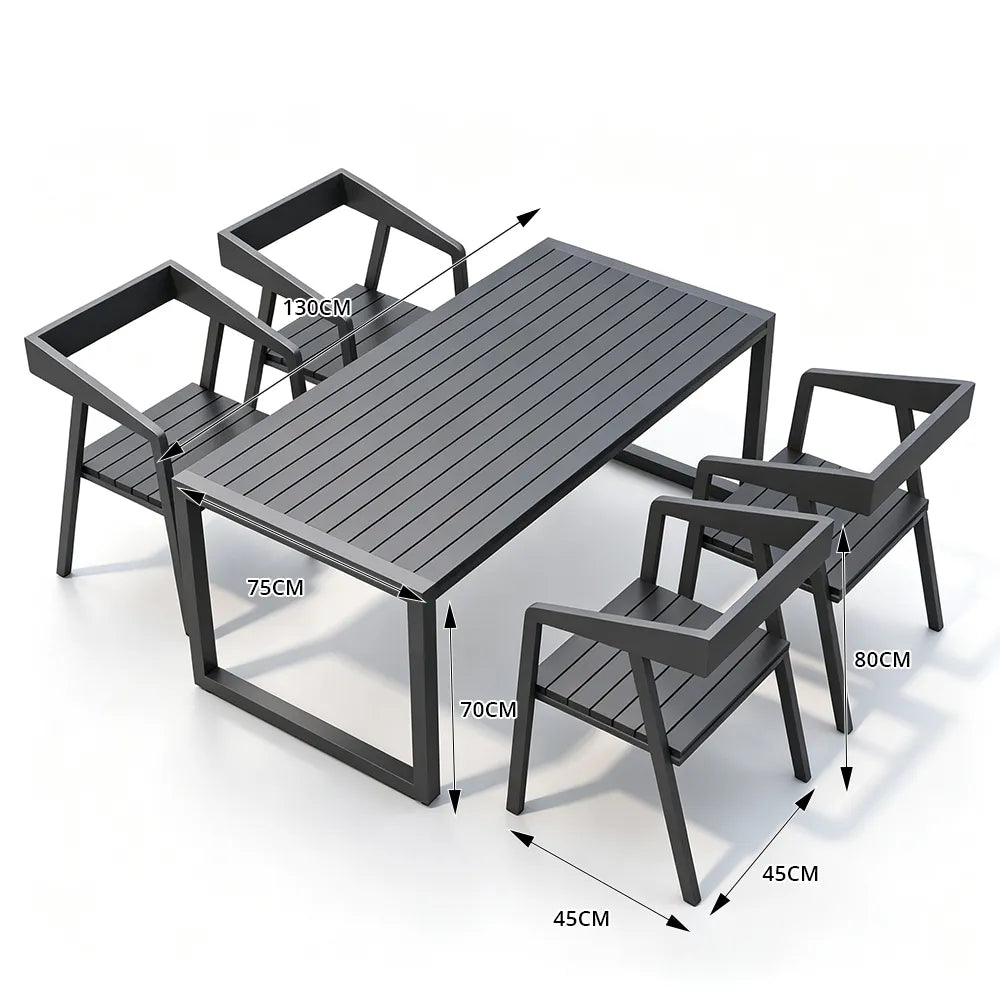 SOLARA Weather Resistant Outdoor Table and Chair Set Metal Frame for Patio and Commercial Use