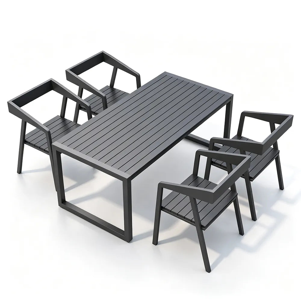SOLARA Weather Resistant Outdoor Table and Chair Set Metal Frame for Patio and Commercial Use