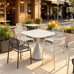SOLARA Modern Outdoor Dining Set Carbon Steel Frame Weather Resistant for Patio Balcony and Cafe - Silver