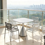 SOLARA Modern Outdoor Dining Set Carbon Steel Frame Weather Resistant for Patio Balcony and Cafe - Silver