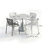 SOLARA Modern Outdoor Dining Set Carbon Steel Frame Weather Resistant for Patio Balcony and Cafe - Silver