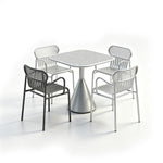 SOLARA Modern Outdoor Dining Set Carbon Steel Frame Weather Resistant for Patio Balcony and Cafe - Silver