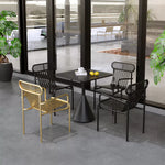 SOLARA Modern Outdoor Dining Set Carbon Steel Frame Weather Resistant for Patio Balcony and Cafe - Black