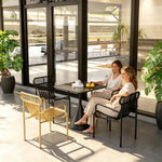 SOLARA Modern Outdoor Dining Set Carbon Steel Frame Weather Resistant for Patio Balcony and Cafe - Black