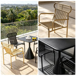 SOLARA Modern Outdoor Dining Set Carbon Steel Frame Weather Resistant for Patio Balcony and Cafe - Black