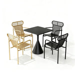 SOLARA Modern Outdoor Dining Set Carbon Steel Frame Weather Resistant for Patio Balcony and Cafe - Black