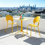 SOLARA Outdoor Dining Set 1 Table 2 Chairs Curved Design Weather Resistant for Balcony Patio and Cafe - Yellow