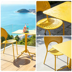SOLARA Outdoor Dining Set 1 Table 2 Chairs Curved Design Weather Resistant for Balcony Patio and Cafe - Yellow