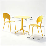 SOLARA Outdoor Dining Set 1 Table 2 Chairs Curved Design Weather Resistant for Balcony Patio and Cafe - Yellow
