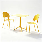 SOLARA Outdoor Dining Set 1 Table 2 Chairs Curved Design Weather Resistant for Balcony Patio and Cafe - Yellow