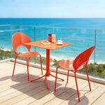 SOLARA Outdoor Dining Set 1 Table 2 Chairs Curved Design Weather Resistant for Balcony Patio and Cafe - Red