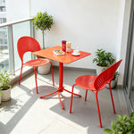 SOLARA Outdoor Dining Set 1 Table 2 Chairs Curved Design Weather Resistant for Balcony Patio and Cafe - Red