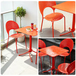 SOLARA Outdoor Dining Set 1 Table 2 Chairs Curved Design Weather Resistant for Balcony Patio and Cafe - Red