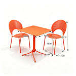 SOLARA Outdoor Dining Set 1 Table 2 Chairs Curved Design Weather Resistant for Balcony Patio and Cafe - Red