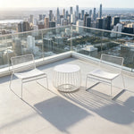 SOLARA 3 Piece Outdoor Lounge Set 1 Table 2 Chairs Carbon Steel Frame Waterproof Cushions for Balcony Patio and Garden - White