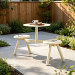 SOLARA Integrated Outdoor Table and Chair Set Space Saving Metal Frame for Balcony Patio Cafe and Waiting Area - White