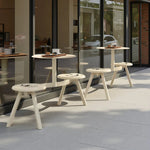 SOLARA Integrated Outdoor Table and Chair Set Space Saving Metal Frame for Balcony Patio Cafe and Waiting Area - White