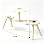 SOLARA Integrated Outdoor Table and Chair Set Space Saving Metal Frame for Balcony Patio Cafe and Waiting Area - White