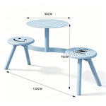 SOLARA Integrated Outdoor Table and Chair Set Space Saving Metal Frame for Balcony Patio Cafe and Waiting Area - Blue