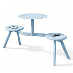 SOLARA Integrated Outdoor Table and Chair Set Space Saving Metal Frame for Balcony Patio Cafe and Waiting Area - Blue