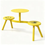 SOLARA Integrated Outdoor Table and Chair Set Space Saving Metal Frame for Balcony Patio Cafe and Waiting Area - Yellow
