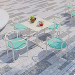 SOLARA Outdoor Bistro Set 1 Table 4 Chairs Deep Seating High Rebound Cushions for Garden Patio and Restaurant