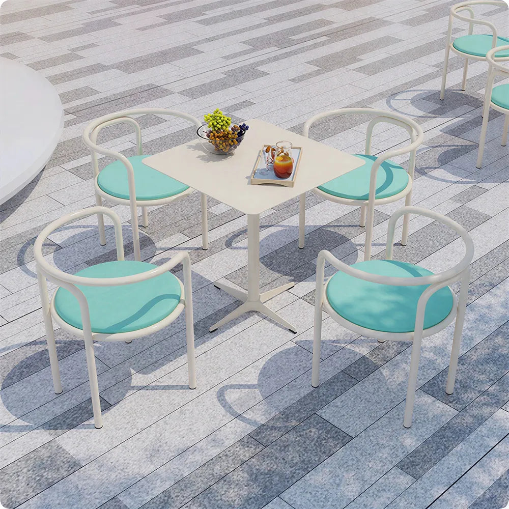SOLARA Outdoor Bistro Set 1 Table 4 Chairs Deep Seating High Rebound Cushions for Garden Patio and Restaurant
