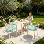 SOLARA Outdoor Bistro Set 1 Table 4 Chairs Deep Seating High Rebound Cushions for Garden Patio and Restaurant