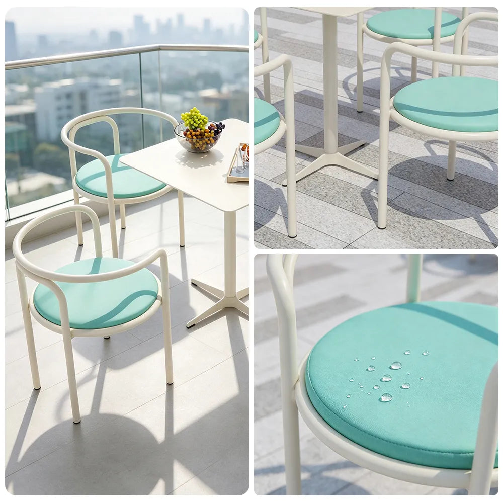 SOLARA Outdoor Bistro Set 1 Table 4 Chairs Deep Seating High Rebound Cushions for Garden Patio and Restaurant