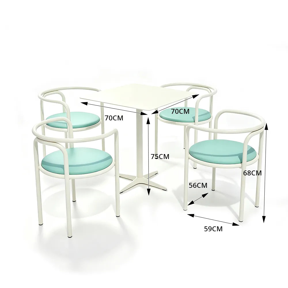 SOLARA Outdoor Bistro Set 1 Table 4 Chairs Deep Seating High Rebound Cushions for Garden Patio and Restaurant