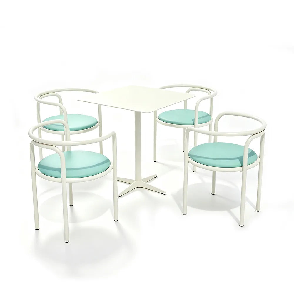 SOLARA Outdoor Bistro Set 1 Table 4 Chairs Deep Seating High Rebound Cushions for Garden Patio and Restaurant