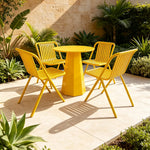 SOLARA Outdoor Bistro Set Commercial Grade Steel Frame Vintage Metal Style for Cafe Courtyard Patio and Hotel - Yellow