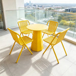 SOLARA Outdoor Bistro Set Commercial Grade Steel Frame Vintage Metal Style for Cafe Courtyard Patio and Hotel - Yellow