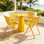 SOLARA Outdoor Bistro Set Commercial Grade Steel Frame Vintage Metal Style for Cafe Courtyard Patio and Hotel - Yellow